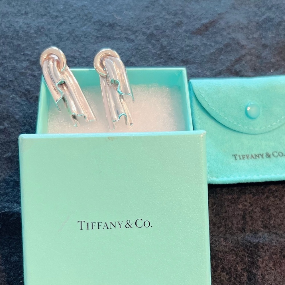 Tiffany & Co. two -tone Sterling Silver & 14k Gold Earrings